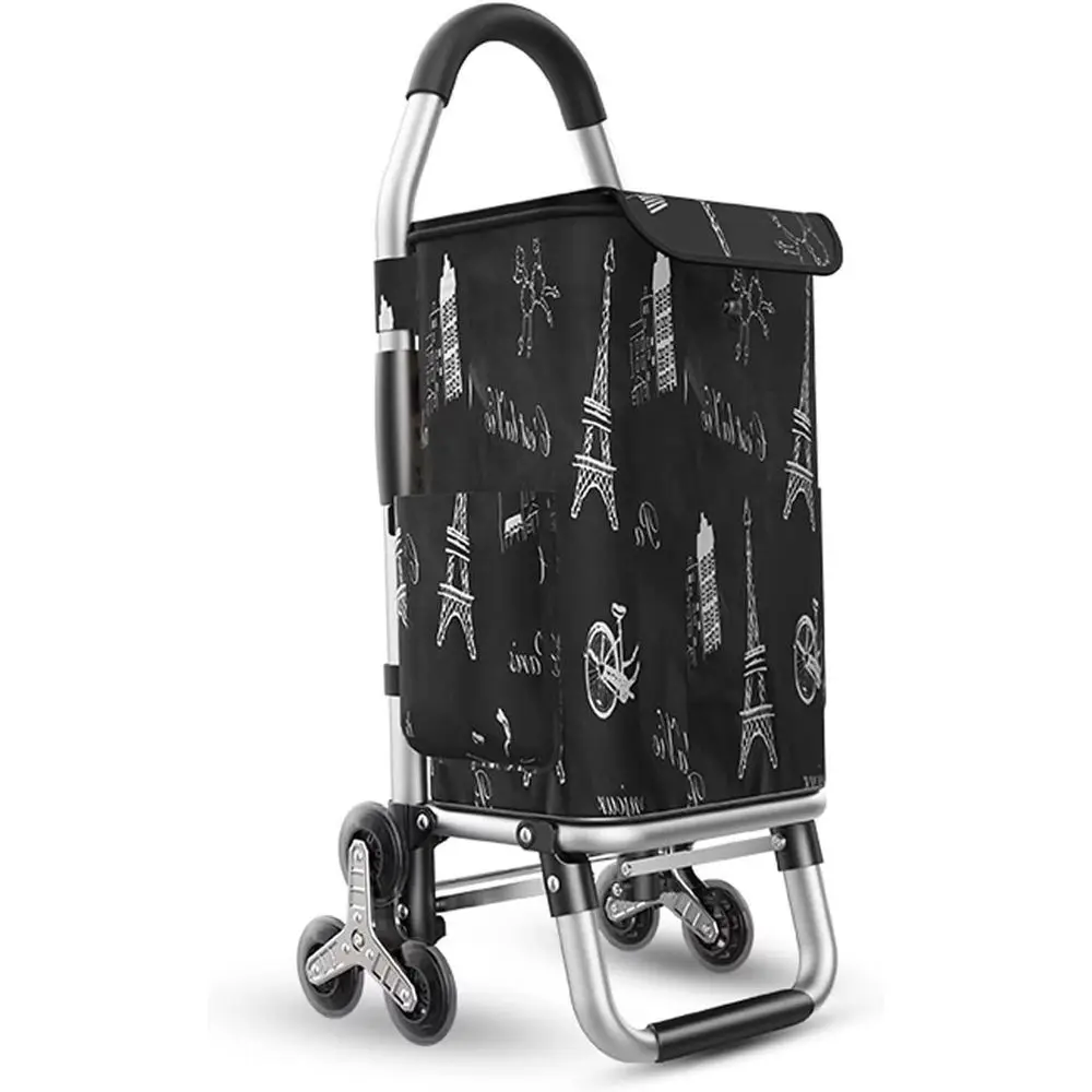 

Компактная 6-колесная алюминиевая тележка для восхождения по лестнице со съемной корзиной на 36 л для удобного хранения продуктов.