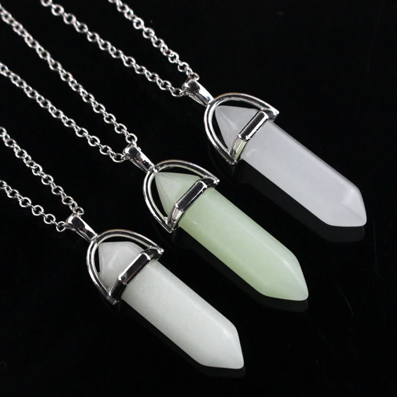 Halloween Noctilucent Glowing Necklace Bullet Hexagonal Column Luminous Necklace Night Fluorescence Glow In Dark Necklace