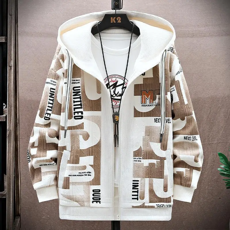 Autumn Winter Coats for Men Loose Casual Cardigans and Sweatshirts for Outer Wear Zipper Stitching Versatile Autumn Jackets
