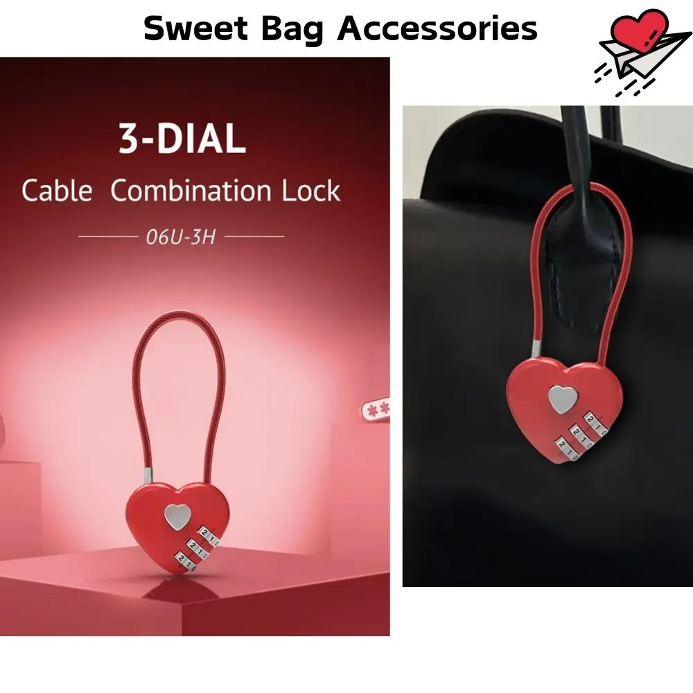 Hot Sale Love Password Lock Bag Pendants  Love Lock Bag Accessories Backpack Padlock Gift For Couple 1PC Three Bit Digital Locks