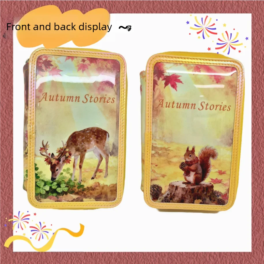 3 Layer Colored Pencil Case 52 Slots Large Capacity Portable Deer Pattern Stationery Organizer for Drawing & Painting