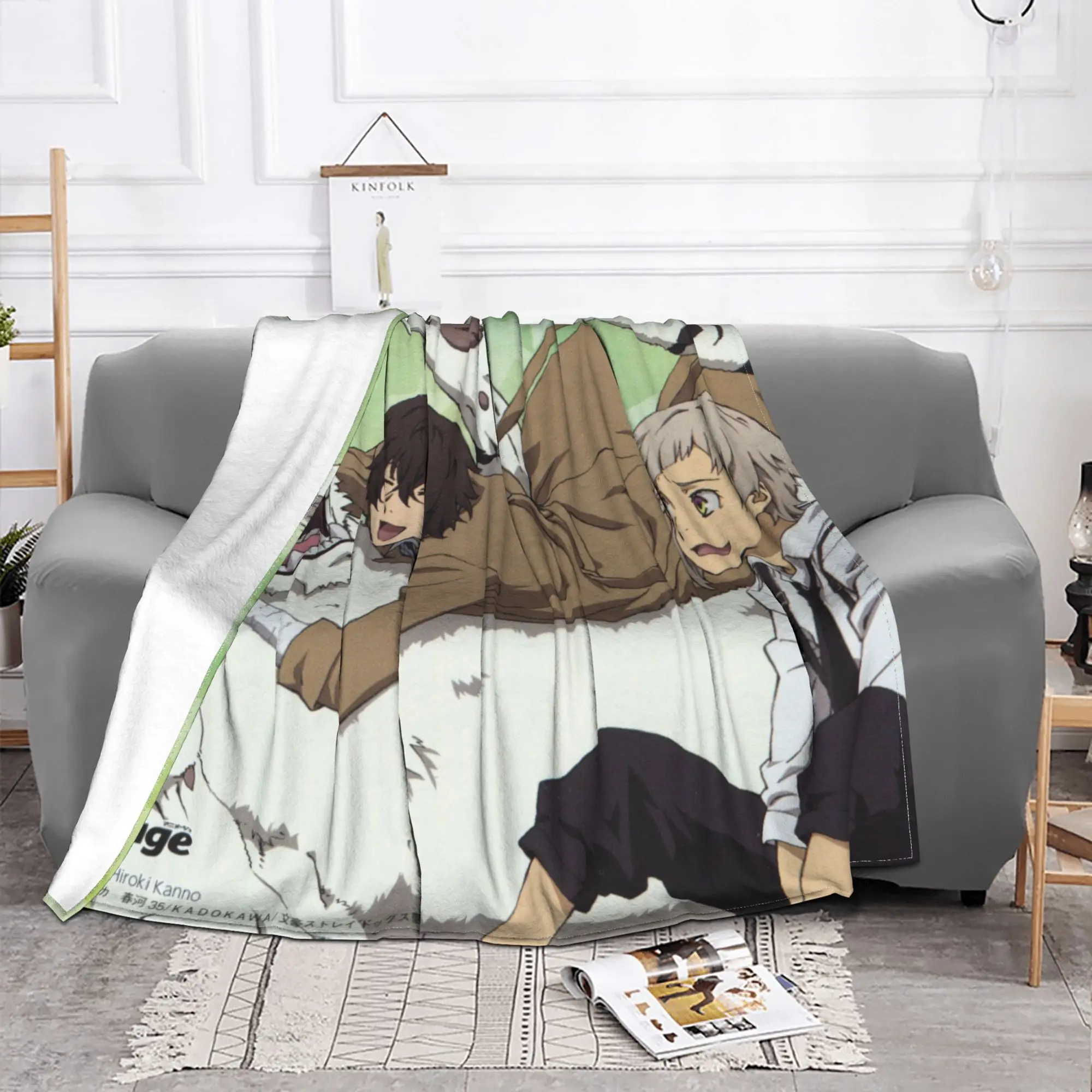 Chuuya Nakahara Nakajima Atsushi Flannel Blanket Dazai  Anime Throw Blanket for  Sofa Bedding Lounge Plush Thin Quilt