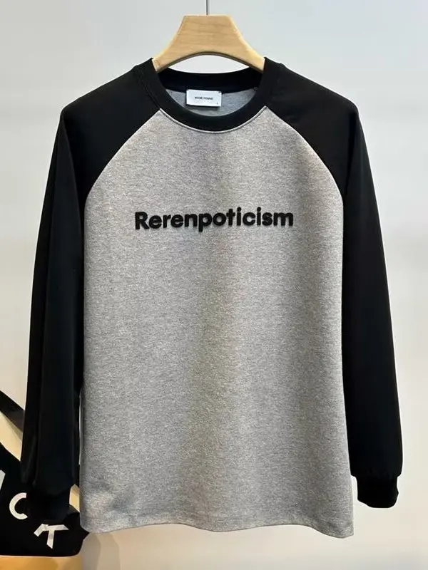 

Мужская толстовка с длинным рукавом в стиле ретро-пэчворк, свободного кроя, спортивная, с буквенным принтом, модная осенняя новинка для молодежи