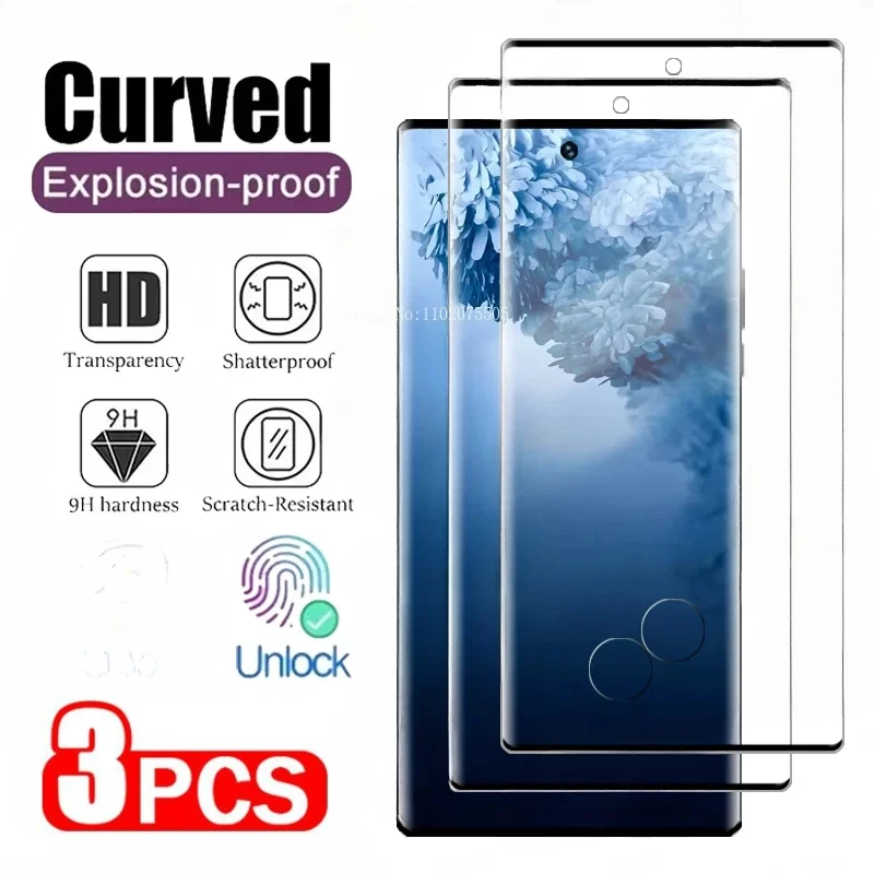 3Pcs Curved Tempered Glass Screen Protector For Samsung Galaxy S21 S23 S22 S24 Ultra S20 S21 S23 FE Note 20 10 S10 S9 Plus Glass