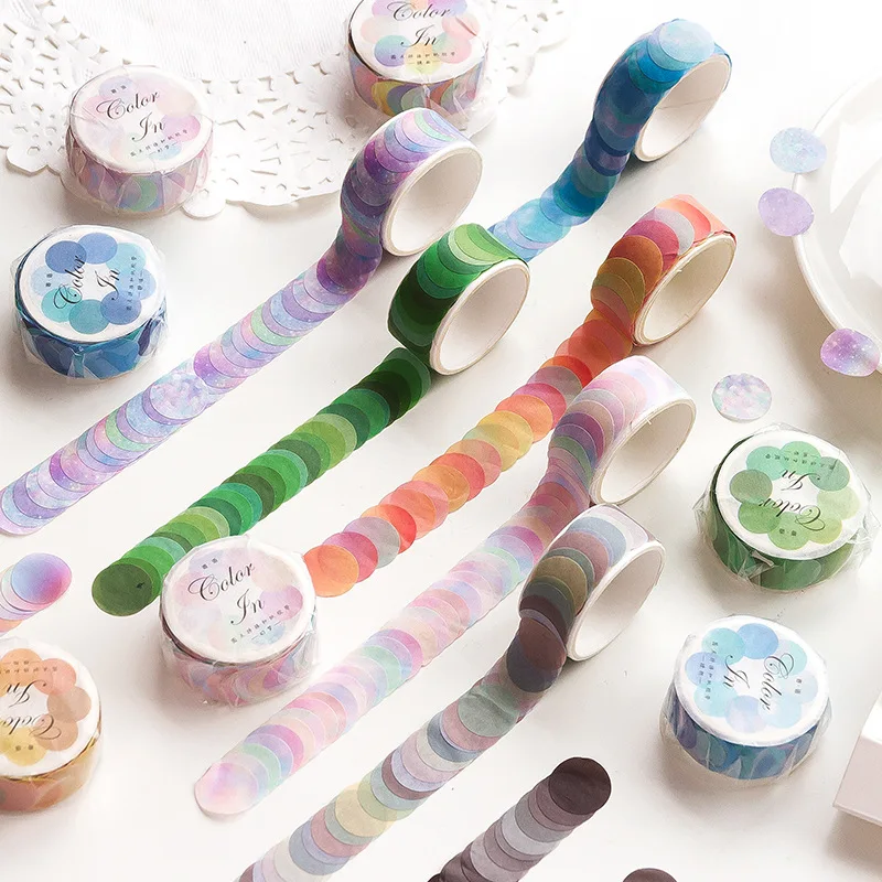 100pcs Colored Dot Decorative Washi Tapes Colourful Tape for Scrapbooking Journal