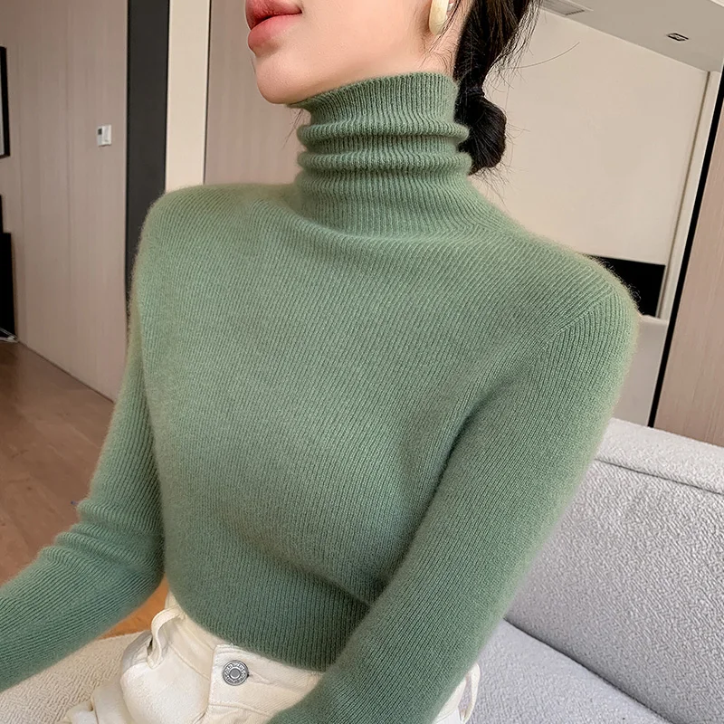 

New Autumn And Winter Women's High-Neck Pullover Sweater, Korean-Style Fashionable And Comfortable Knitted Sweater-HY138