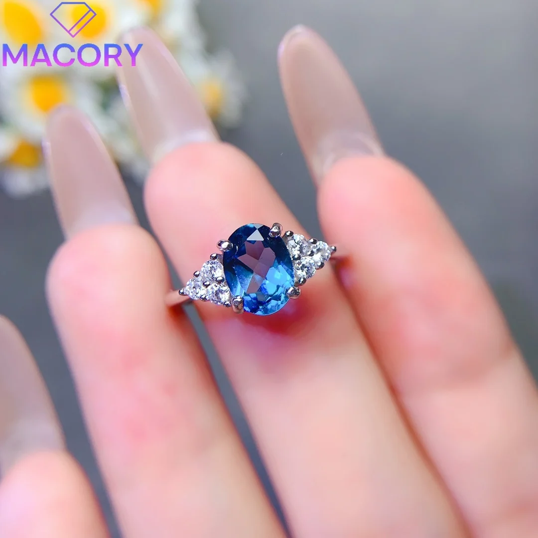 

Engagement natural topaz ring female luxury adjustable silver ring 925 jewelry certification original gem Valentine's Day