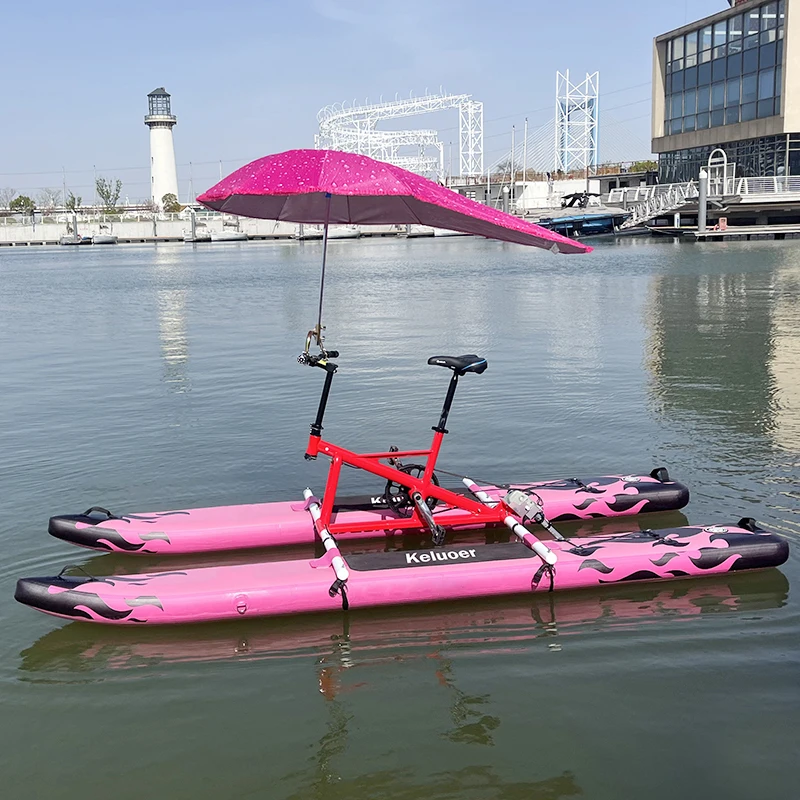 

Factory OEM Pink Inflatable Water Bike Single Inflatable Pedal Water Floating Sea Bike with Sunshade