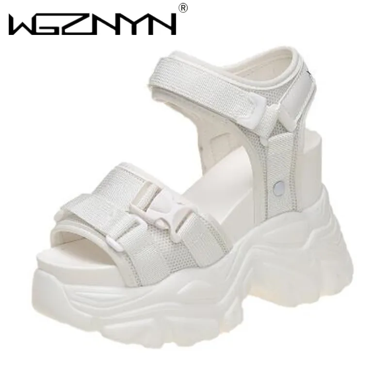 NEW Summer Women Sport Sandals Ladies Wedge Sandal Buckle High Heels Platform Shoes Woman 2024 Hoof Woman Thick Bottom Sandalias