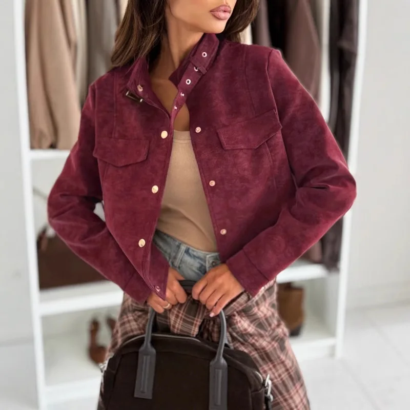 Women's jacket 2026 popular European and American zipper short jacket deer fur top