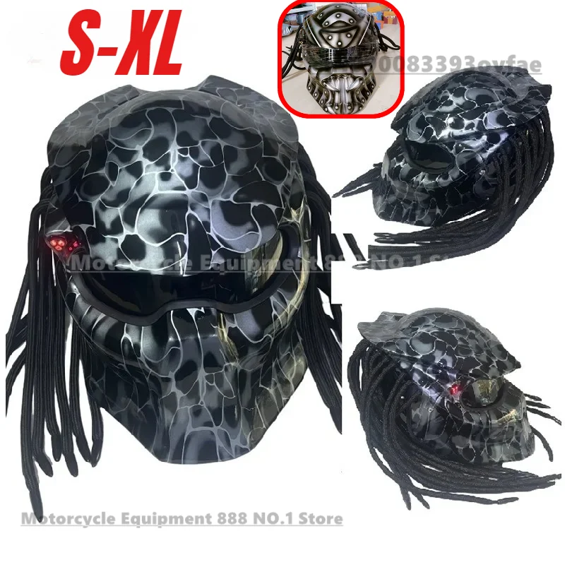 

Iron Blood Warrior Retro Motorcycle Helmet Predator Off-road Full Face Helm Men Personalized Casque Moto DOT ECE Certified