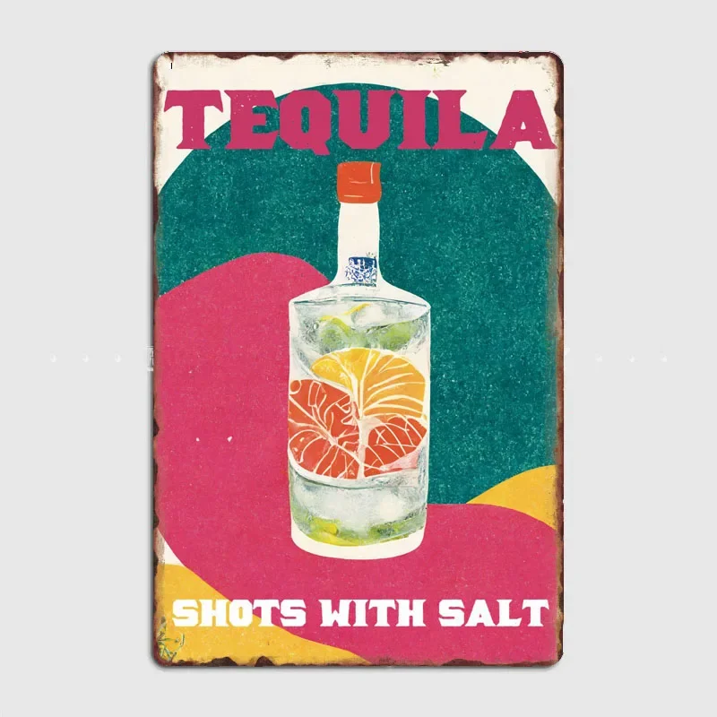 

Poster Retro Metal Posters Sign Garage Club Indoor Wall Room Decoration Home Decor Tequila Shots with Salt Beer