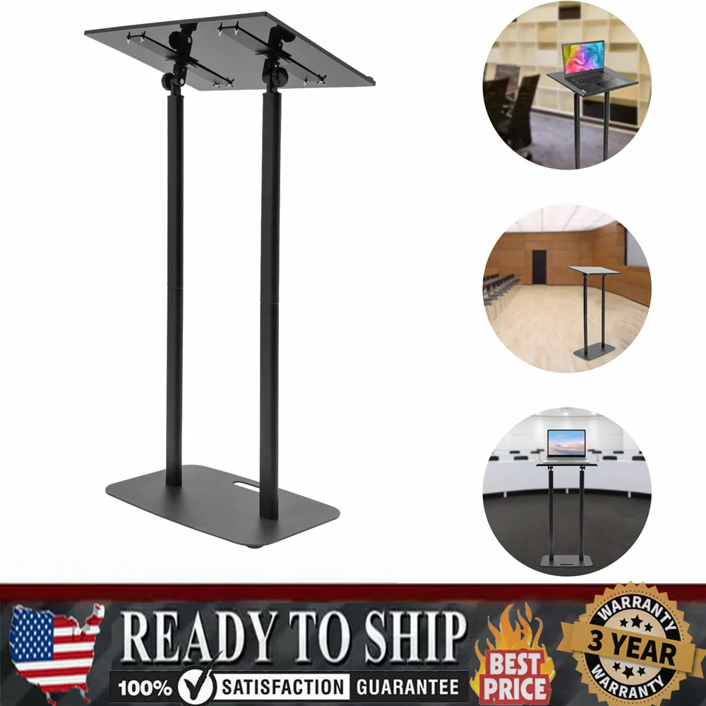 

Acrylic Podium Iron Body and Base 46.5Inch Height Floor Standing Lectern Pulpit Desk Floor Standing Acrylic Podium