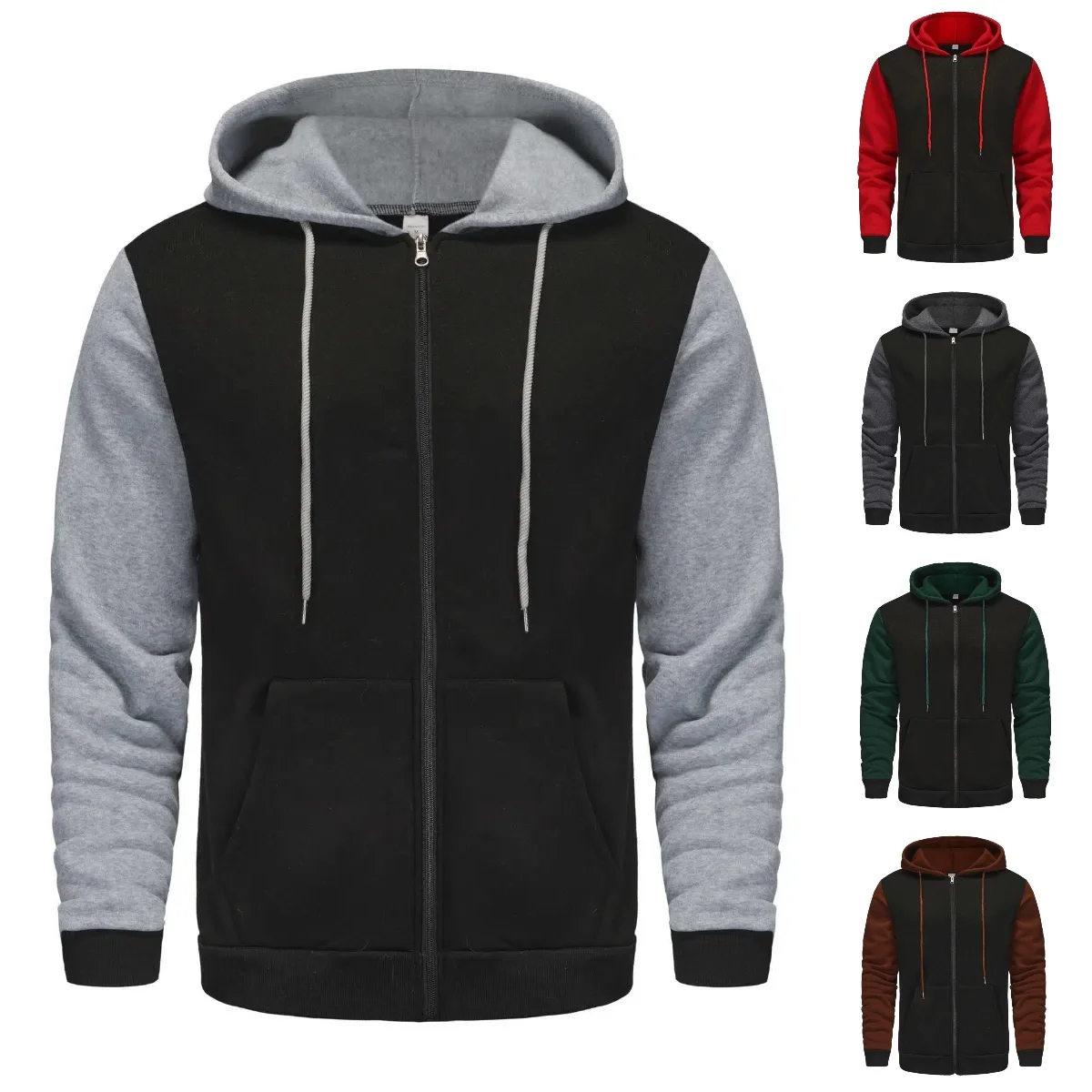 

Men's Windproof Hooded Zip-Up Sweatshirt Multi-Color Autumn Winter Fashion Comfortable Outdoor Work Clothing