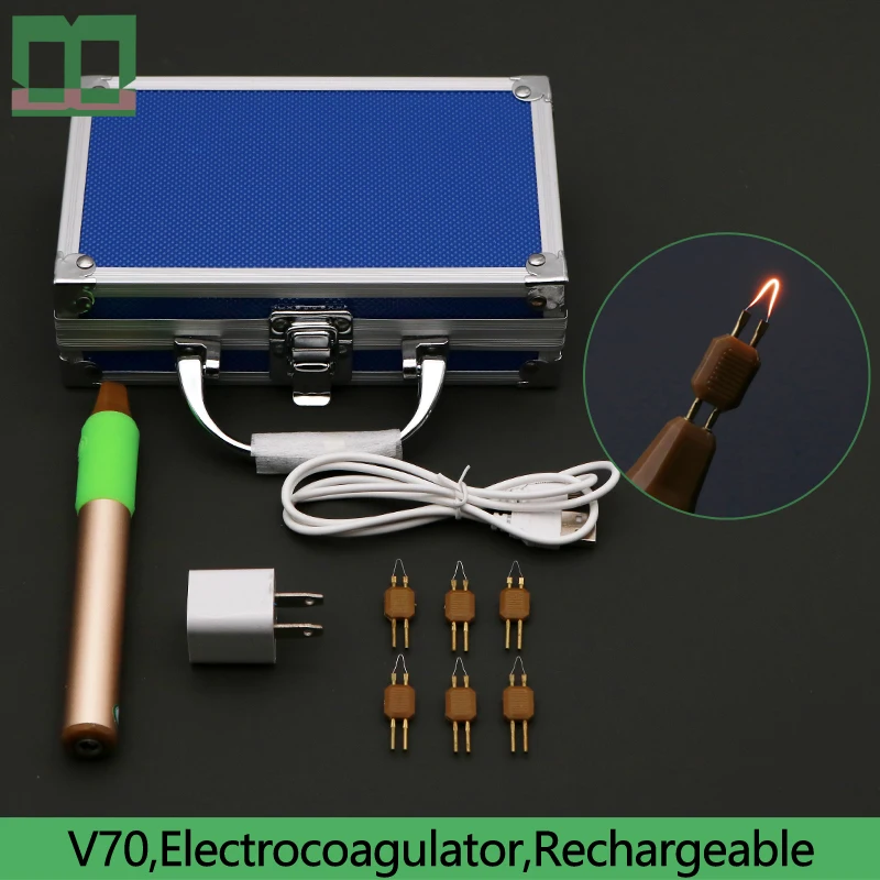 

Electric coagulation pen V70 blue golden rechargeable microvascular hemostasis double eyelid tool electrocoagulator