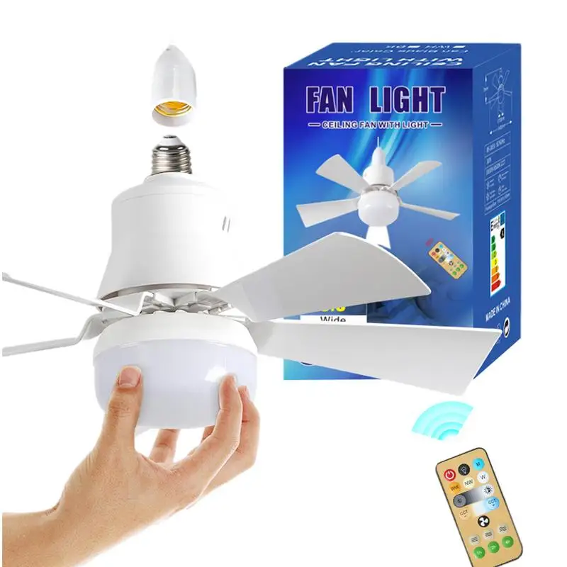 

Screw Ceiling Fans with Light Remote Control 3 Speeds E27 Quiet Ceiling Fan with Lamp Dimmable for Bedroom Home Dining