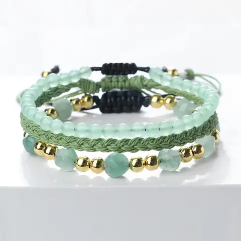 3pcs Natural Cutting Tiger Eyes Beads Bracelets Sets For Men Women Bohemian Jasper Amethyst Beads Bangles Healing Energy Jewelry