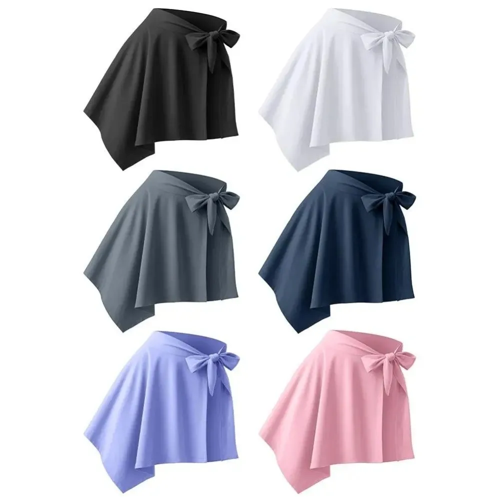 Quick-Dry Yoga Short Skirt Adjustable Straps Anti-Exposure Wrap Fitness Skirt Ice Silk Ballet Pilates Dance Skirt