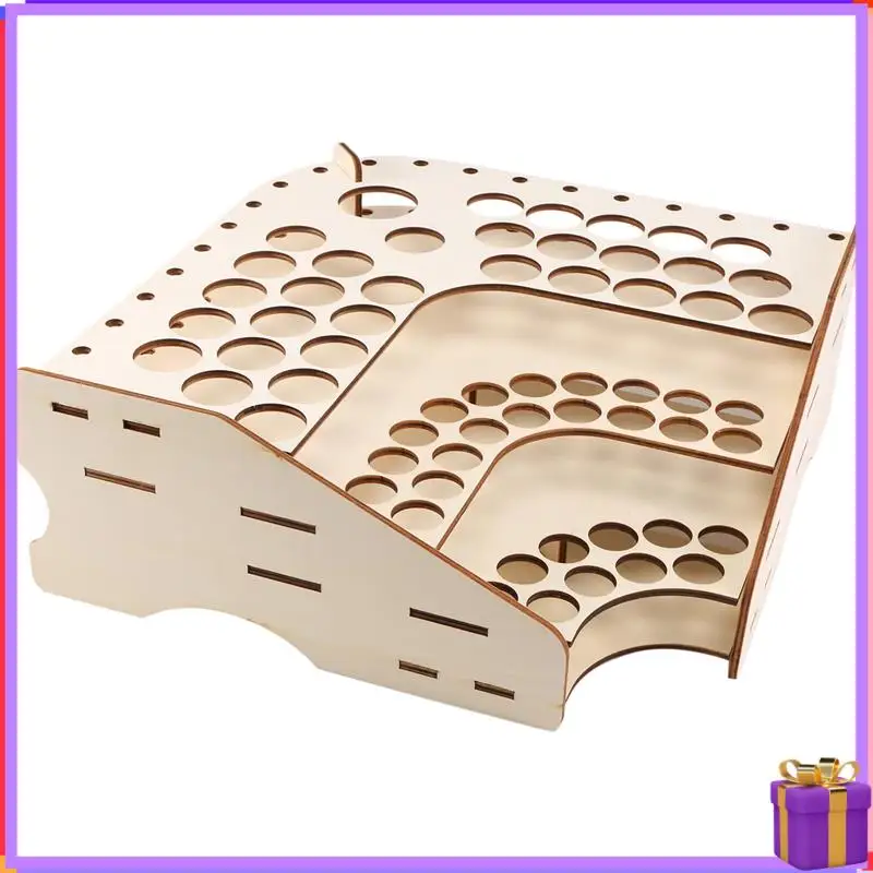 

Advanced 81 Hole Wooden Pigment Bottle Storage Organizer Color Paint Ink Brush Stand Rack Modular Holder School