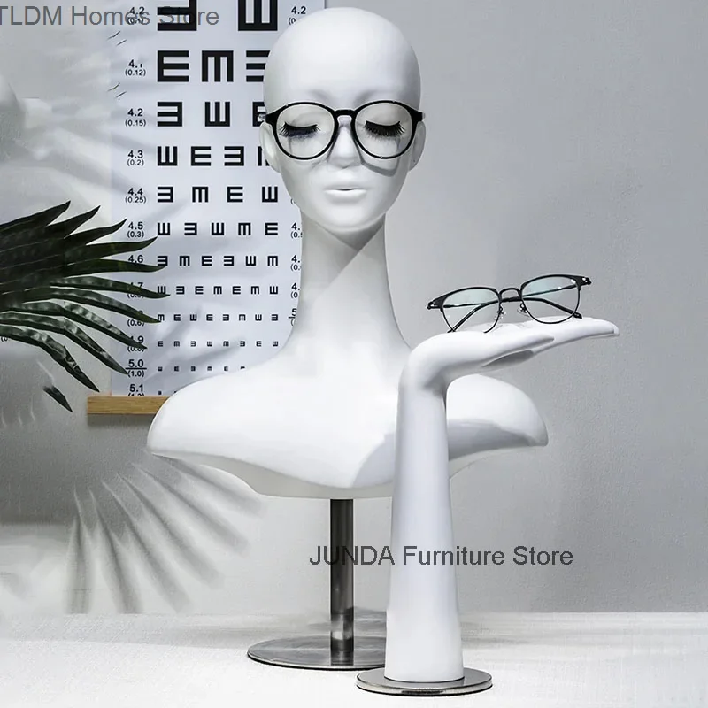 Light Luxury Mannequins Head with Facial Features Hat Scarf Display Stand Hand Model Art Ornaments Props Female White Head Model