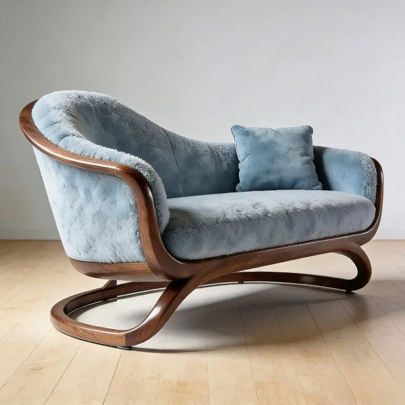 

Blue Lounge New Chinese Style Solid Wood Living Room Sofas Aesthetics Elegant Sofa Living Room High-end Armchairs Home Furniture