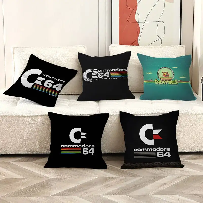 Almohada con logotipo de C-Commodore 64, regalo, decoración para el hogar y la oficina, funda de cojín para dormitorio, sofá, coche