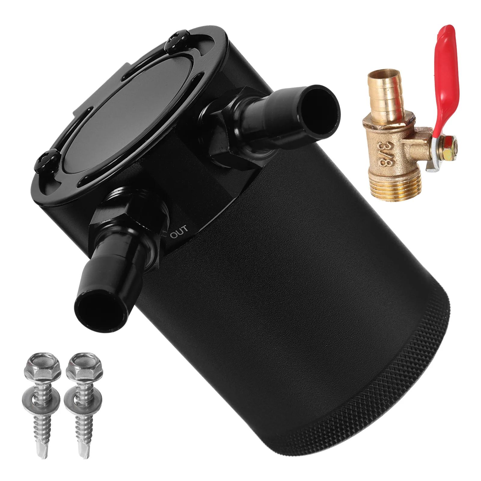 Car Exhaust Gas Recycling Kettle Oil Catch Can Baffled Splitter Black Aluminum Alloy Tank Kit