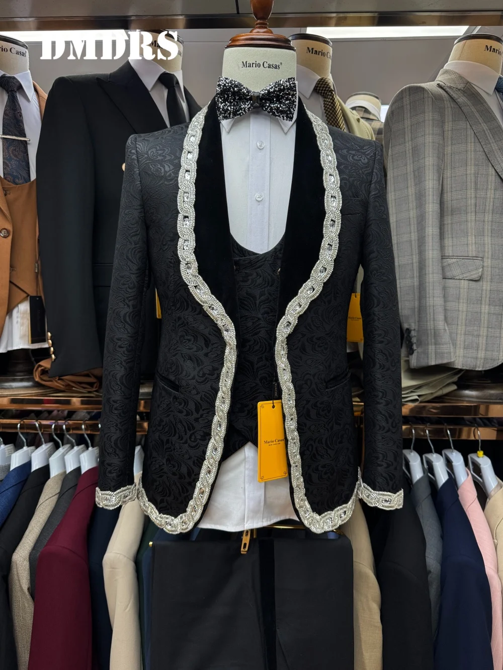 

Elegant white Crystal Men's Suit Set 3PCS 2025 Formal Wedding Suits Men Classic Business Slim Jacket Dress Blazers Pants Pants