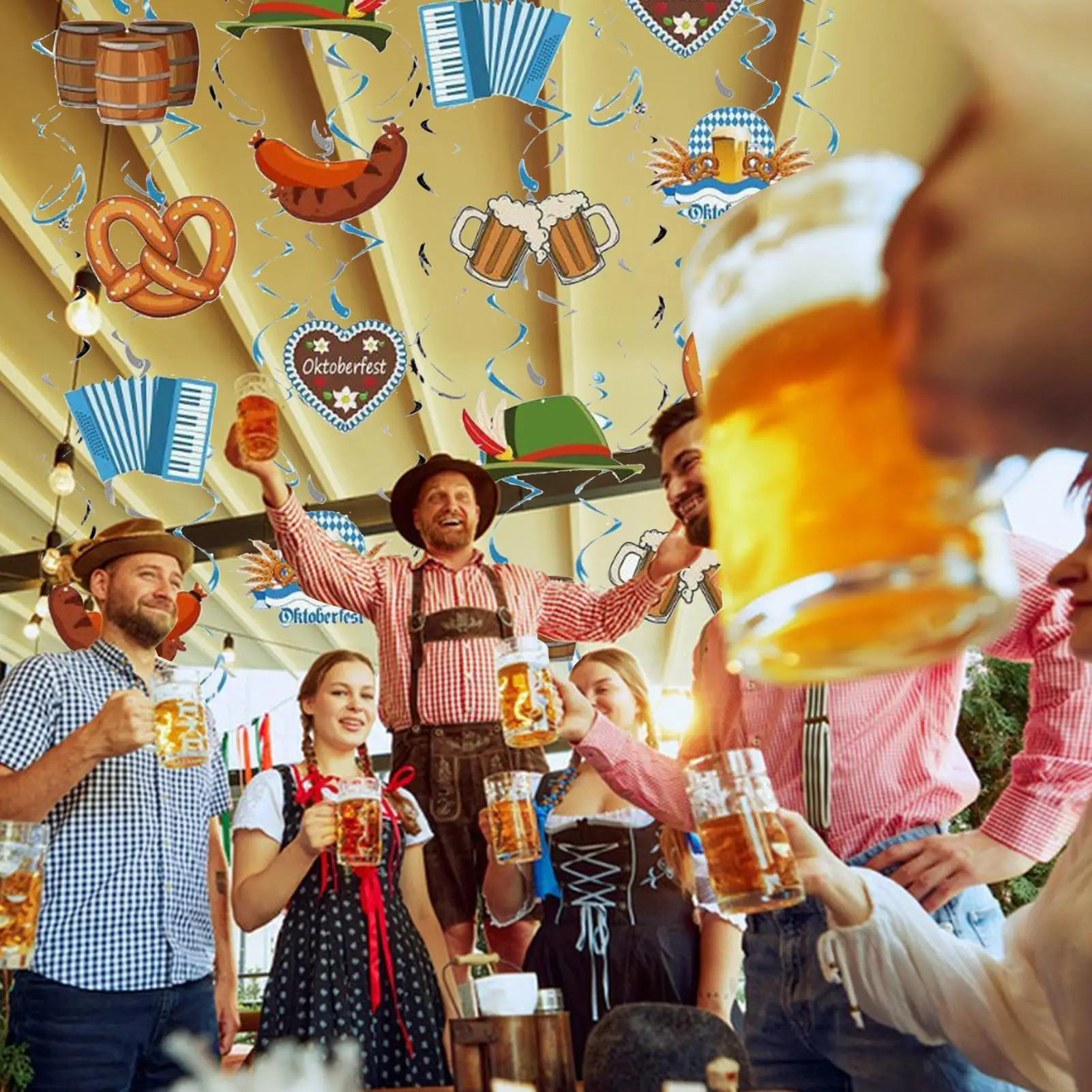 Oktoberfest Decorations Swirl Pendants For Beer Party Rotating German Oktoberfest Festival Decorations For Photography Outdoors