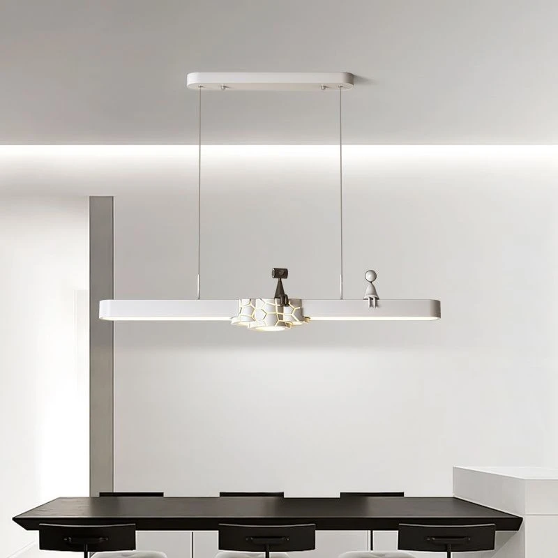 

Nordic Minimalist Rectangular Bar Counter Figurine Geometric Living Room Intelligent LED Pendant Light