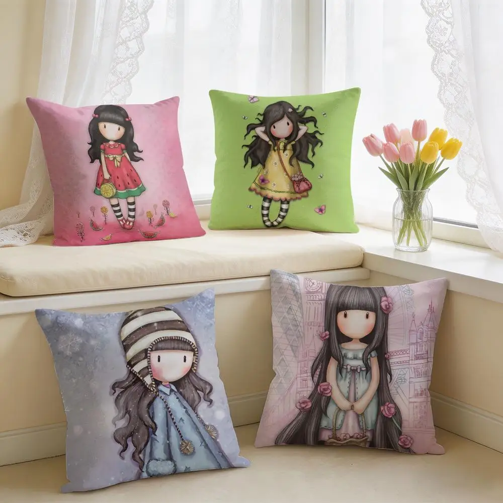 Cartoon S-Santoro Gorjuss Cushion Cover Square Short Plush Pillow Case Living Room Sofa Home Decor Funda 40X40