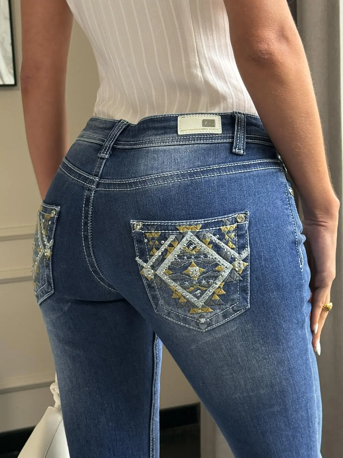 Cargo-jeans voor dames Multi-pocket hoge taille losse pasvorm denim broek mode streetwear