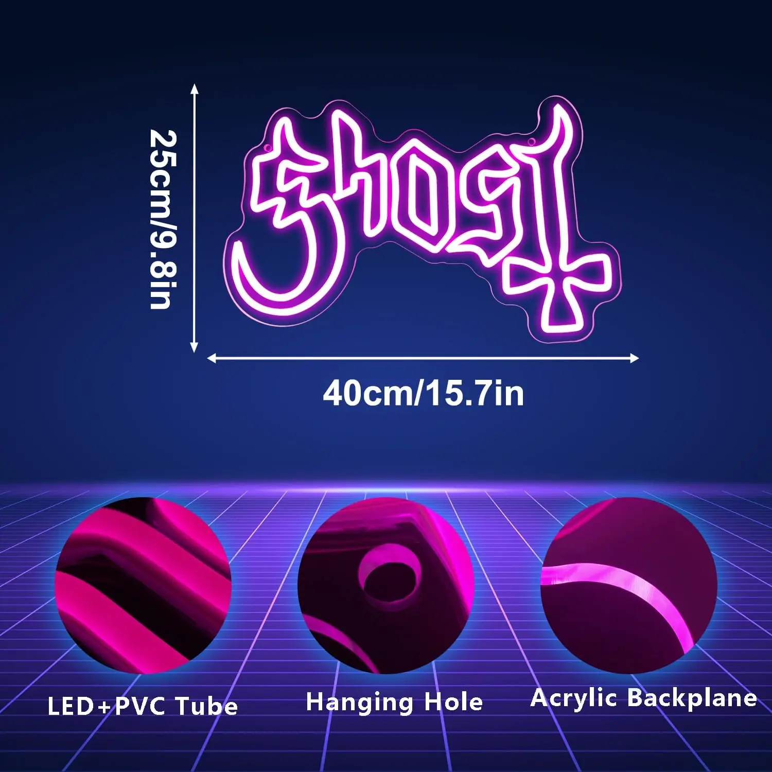 Ghost Satan Neon Light Sign estetica dimmerabile insegna al Neon per la decorazione della parete Room Party Shop Club Halloween Dorm Decor regalo di compleanno