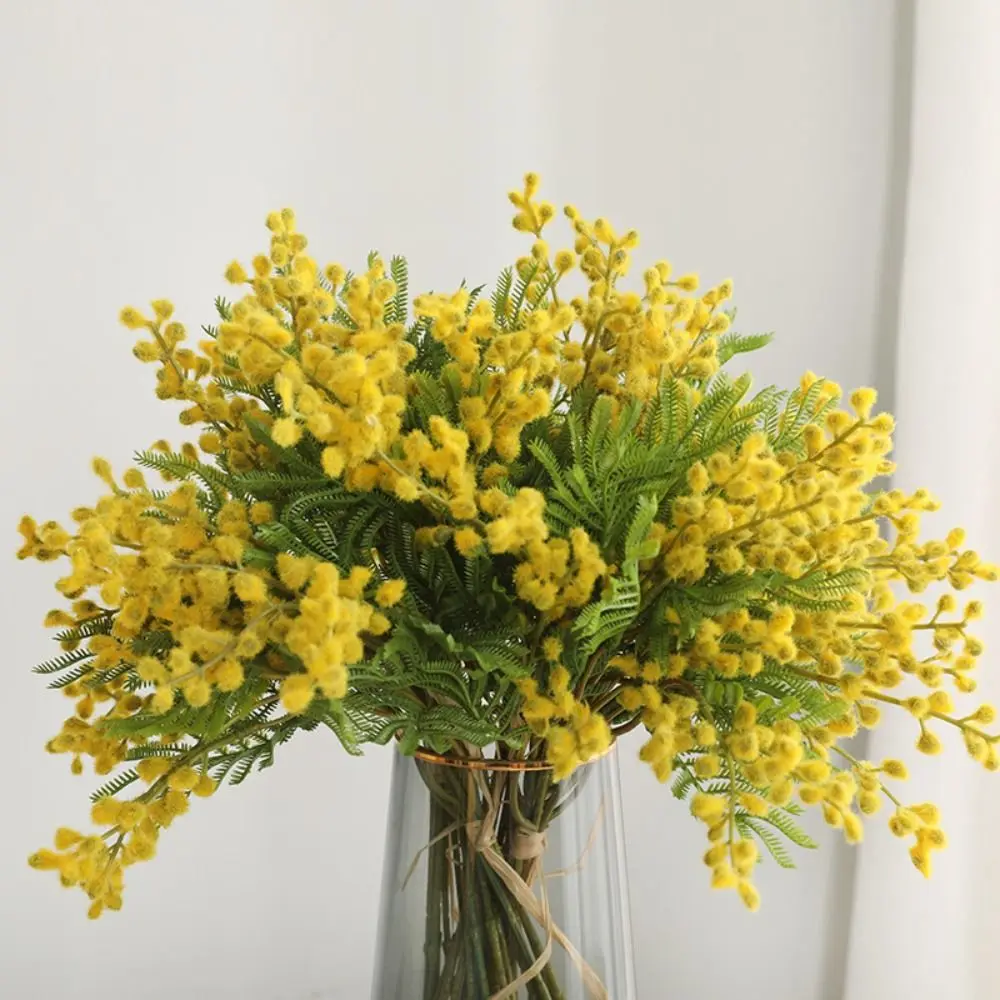 

White Festival Mimosa For Home Decor Spray Fruit Branch Artificial Flower Artificial Plant Fake Acacia Fake Flower