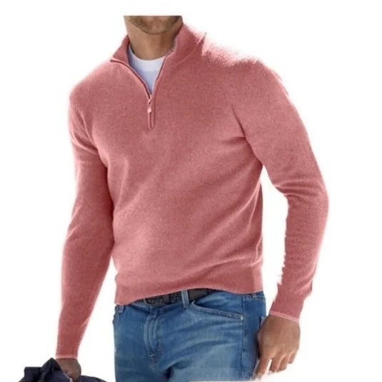 

Men's Long Sve Base irt Sle Thiened Camere Sweater Pure Color Flip Collar Comfortable Fit Autumn Winter Woolen Top