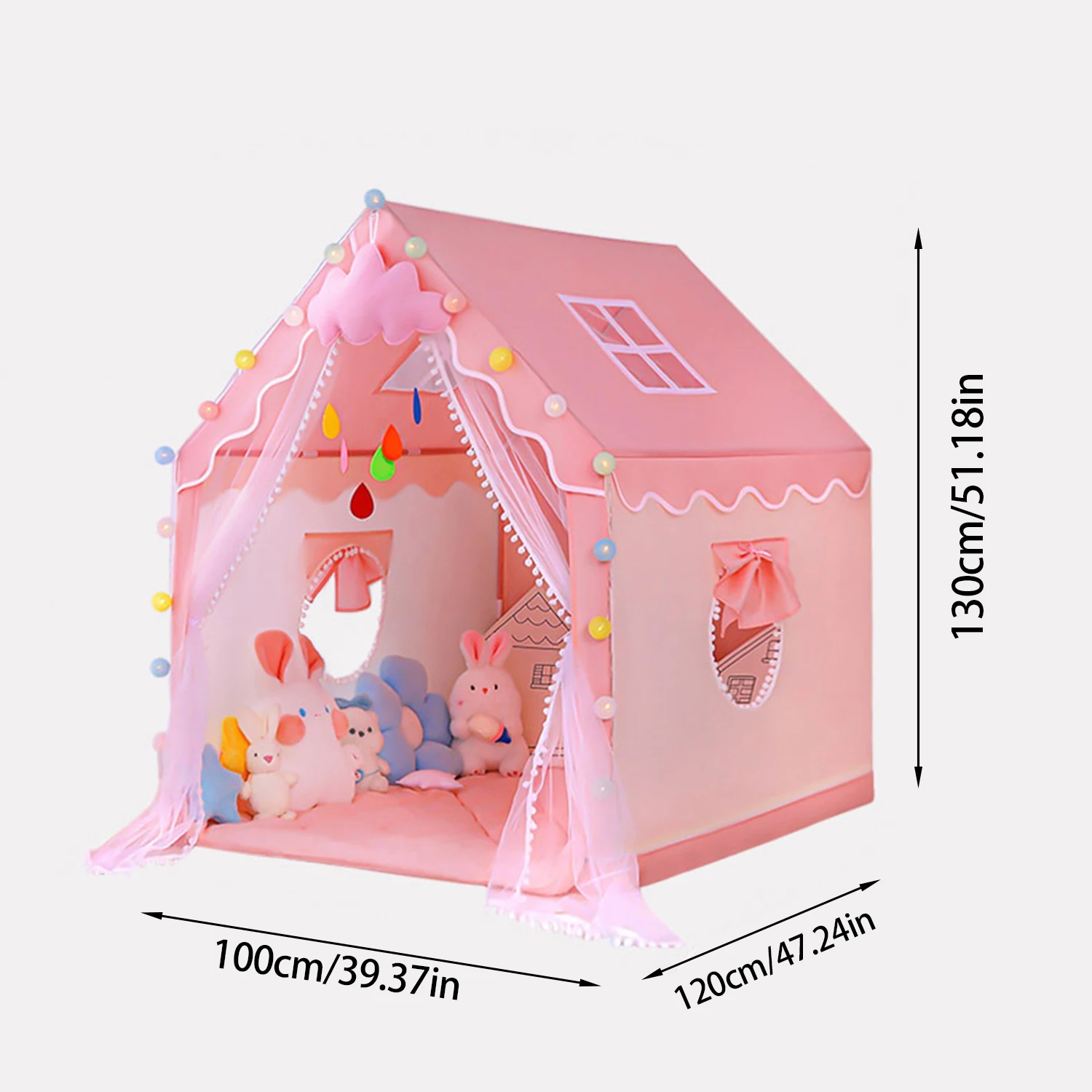 Maison de jeu château de princesse, tente de jeu pour enfants, maison pour filles avec lucarne, cadeau parfait pour les enfants, disponible pour l'intérieur et l'extérieur