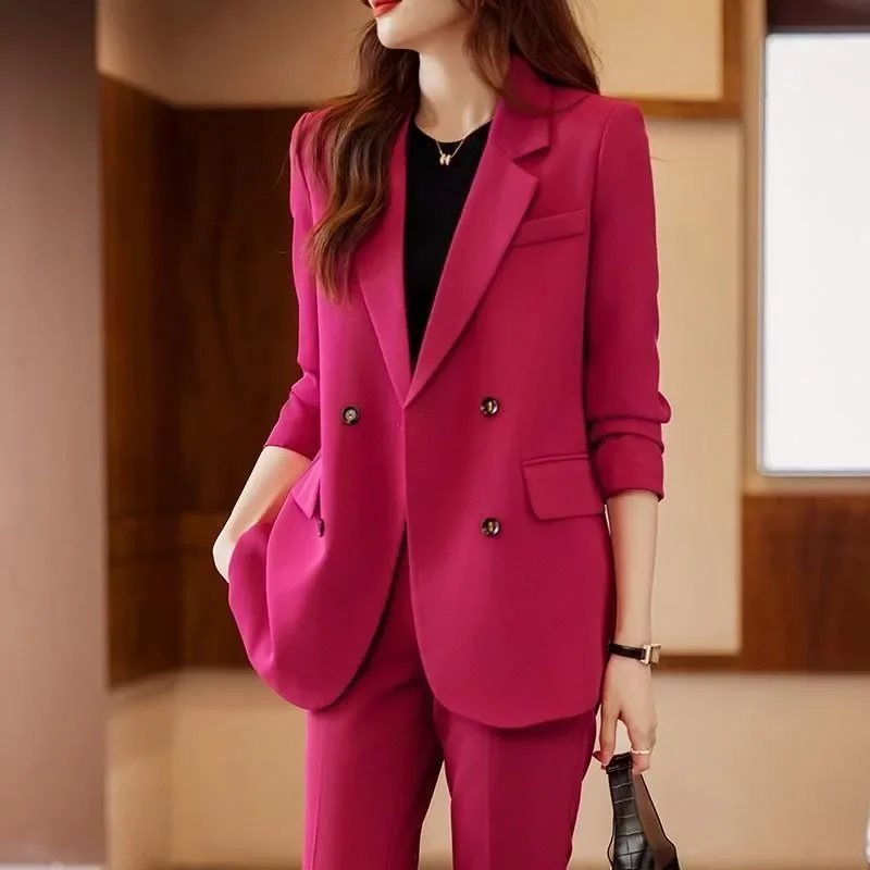 

Professional Suit Women's Spring and Autumn 2024 New Light and Mature Style Temperament Muse Fan High-end Casual Rose Red Blazer