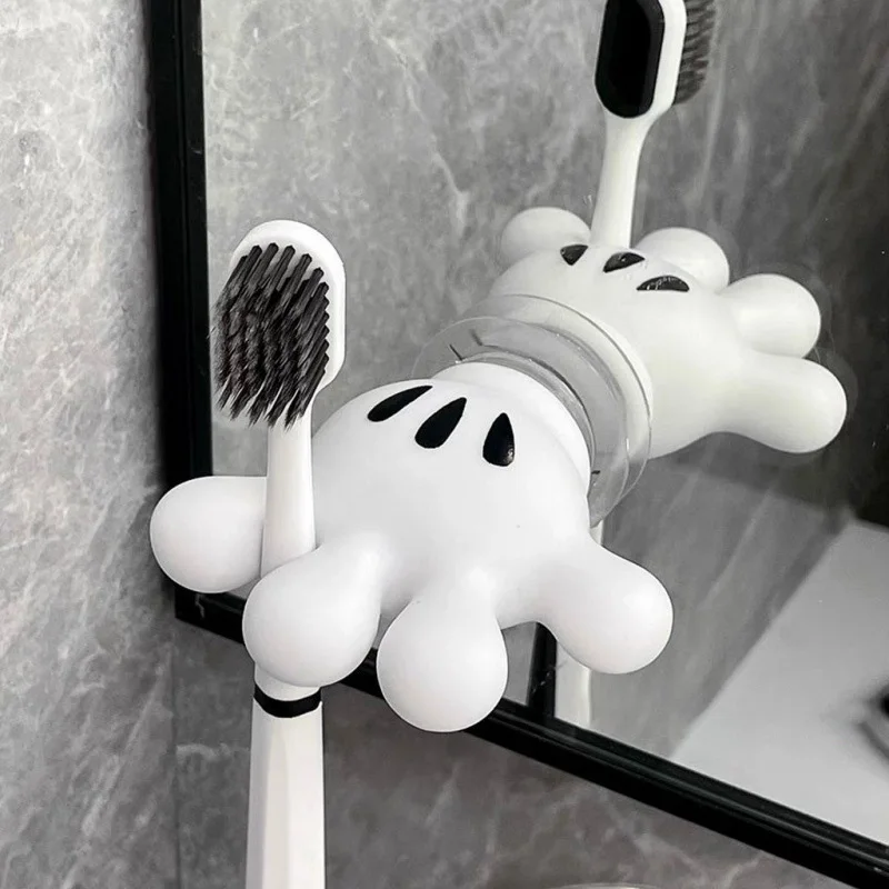 Mickey Simple Towel Rack Wall-Mounted Punch-Free Cartoon Palm-Shaped Toothbrush Holder Bathroom Waterproof and Moisture-Proof