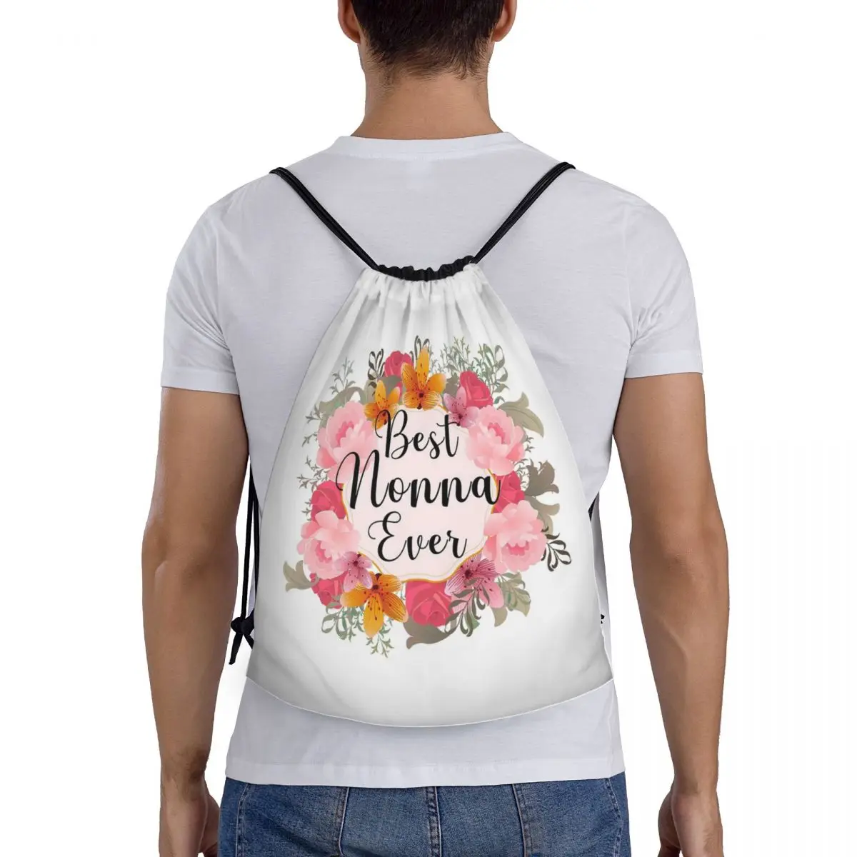

Best Nonna Ever Funny Grandma Mother Backpacks Fashion Drawstring Bundle Pocket Sports Bag Book Bags For Man Woman Students