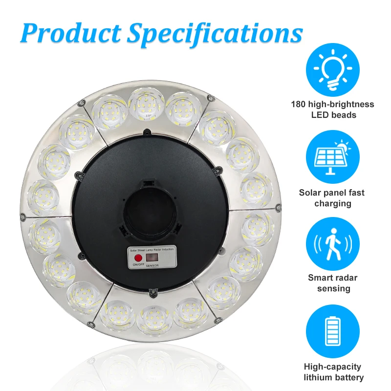High Brightness Solar UFO Light 180 LEDs 8400mAh for Garden Yard & Patio Lighting 