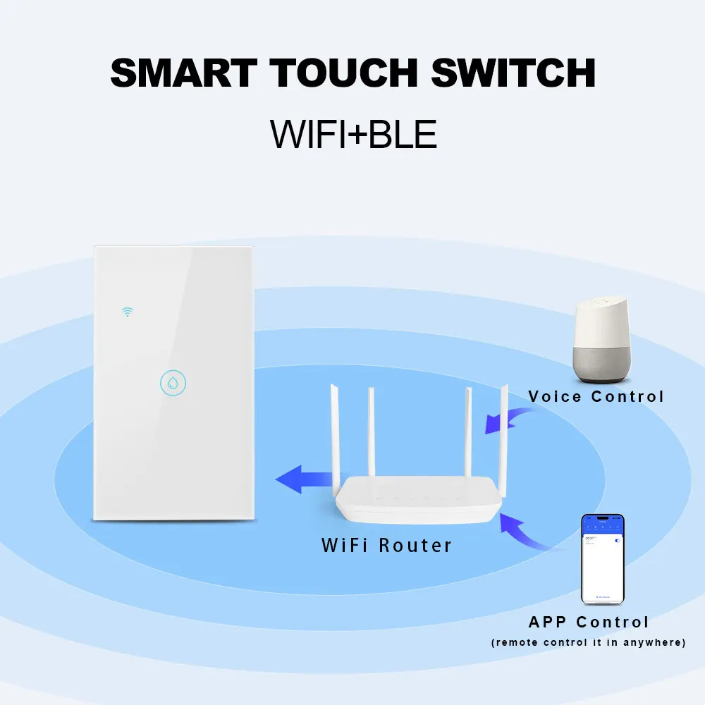 Smart WiFi Water Heater Touch Switch USstandardTimer Voice /Control Power-off Memory Compatible with Alexa Google Home