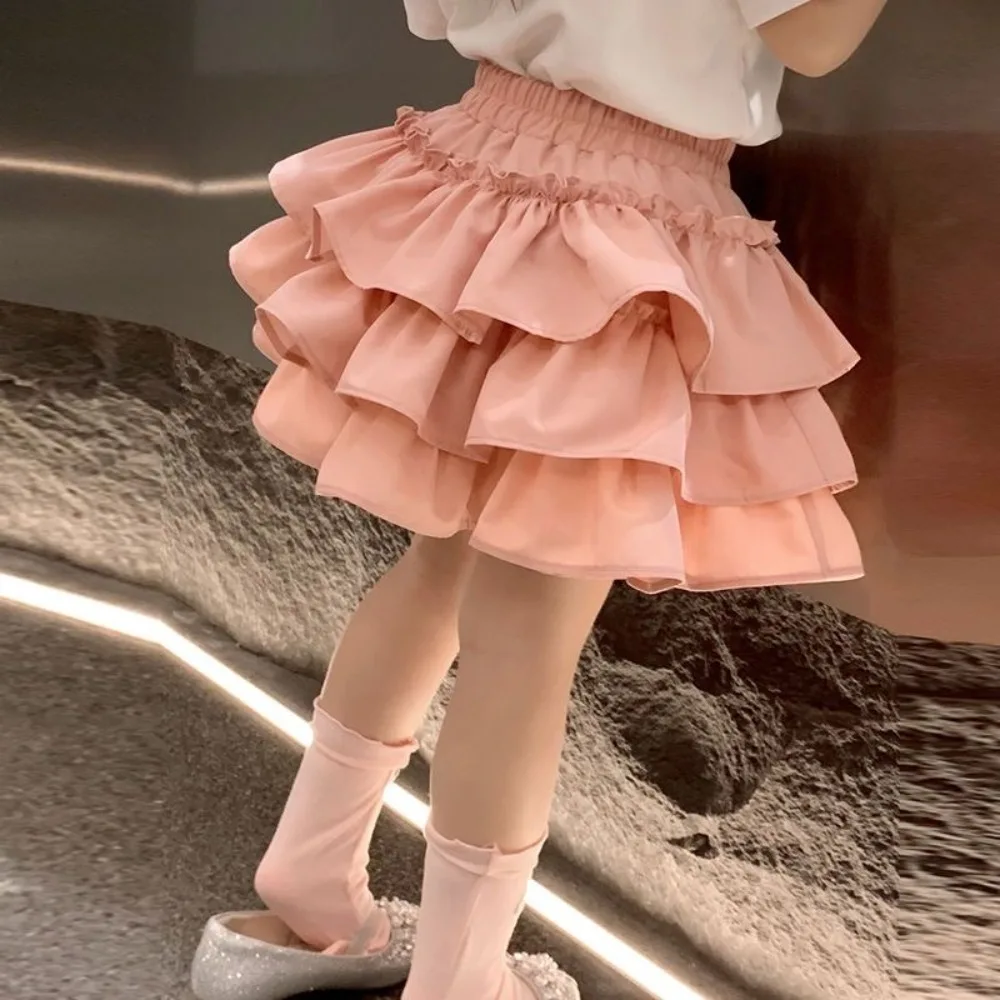 Children Girls Pleated Cake Skirts Summer 2025 Elastic Waist Infant Babys Girls Bubble Skirts Toddler Kids Girls Princess Skirts