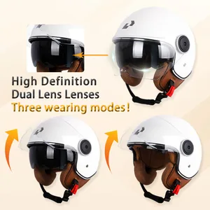 Dot certification vintage motorcycle helmet, kart, scooter, motor van, motorcycle, double lens, half -helmet running, four stations 7 Main sales helmet kart - №7