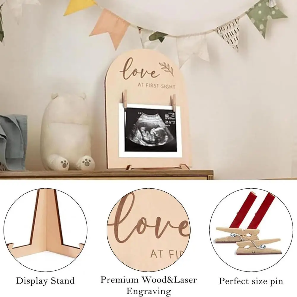 Baby Photo Frame Sonogram Picture Frame Ornament Wooden Photo Frame for Expectant Baby Sonogram Picture Keepsake Gift Pregnancy