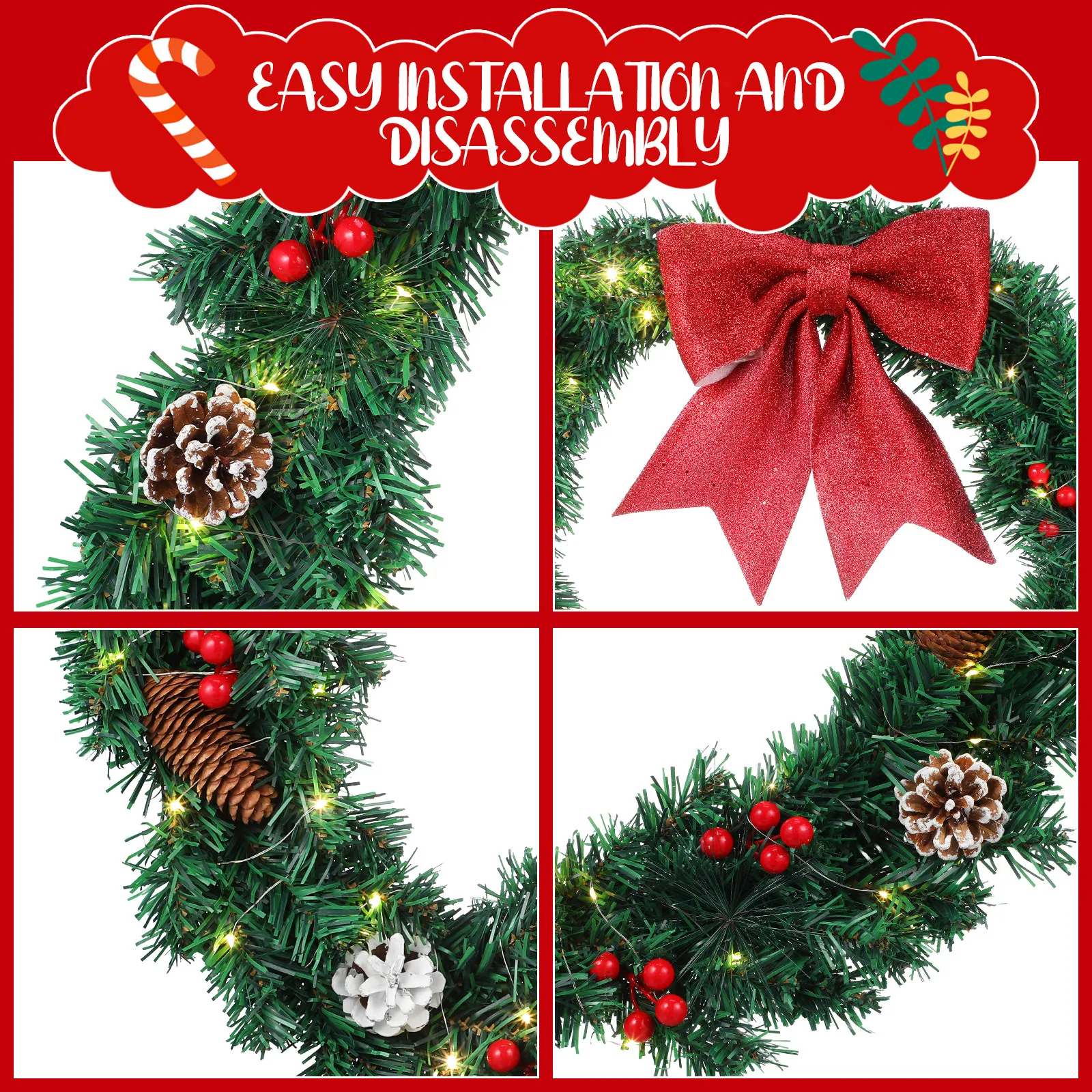 Pre-Lit Christmas Wreath Pine  - Outdoor Lighting Accent recension och pris