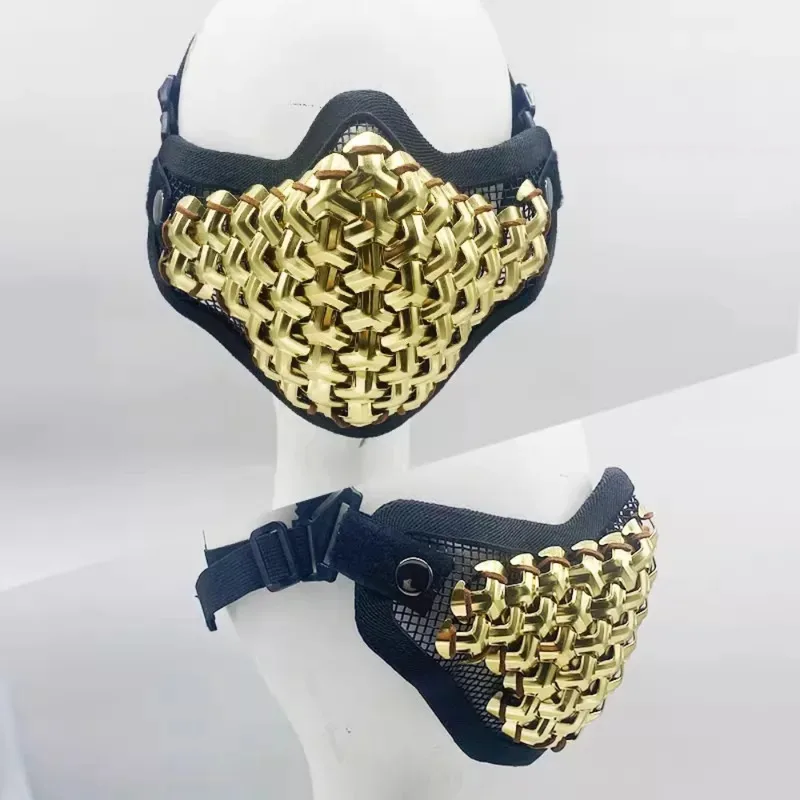 Masker Pesta Cosplay Punk Pelindung Taktis Setengah Wajah Armor Logam untuk Pria Wanita kl'64.