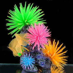 Simulated Sea Urchin Silicone Aquarium Fish Tank Artificial Colorful Coral Plant Underwater Ornament Miniature Aquarium Decor