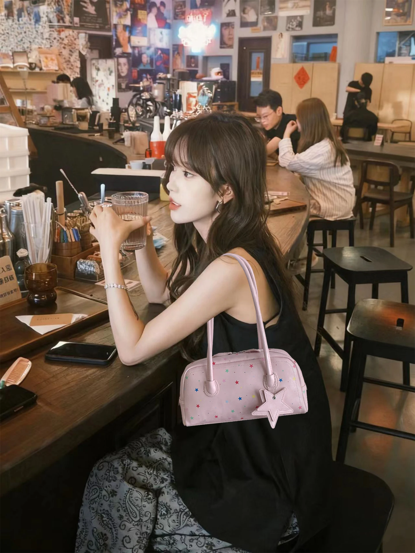 bolso-de-bolos-pink-star-para-mujer-bolso-de-hombro-de-diseno-de-lujo-bolso-ligero-de-cuero-pu-suave-accesorio-de-moda-de
