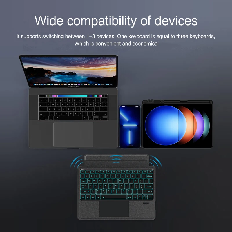 Imagem -03 - Smart Magic Keyboard para Xiaomi Pad Capa Protetora Russo Coreano Árabe Espanhol Francês Gen2 12.4 Pol Mipad 6s Pro 2023