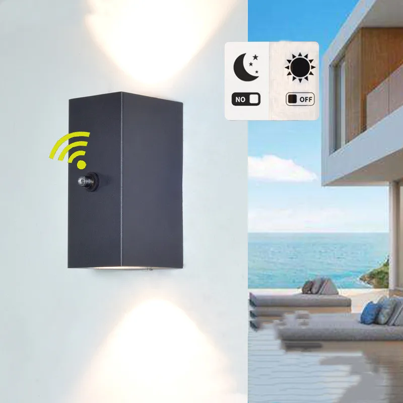 Sensor de Control de luz para exteriores, lámpara de pared de jardín impermeable, accesorio de iluminación de pared de vidrio para pasillo y puerta, E27 GU10